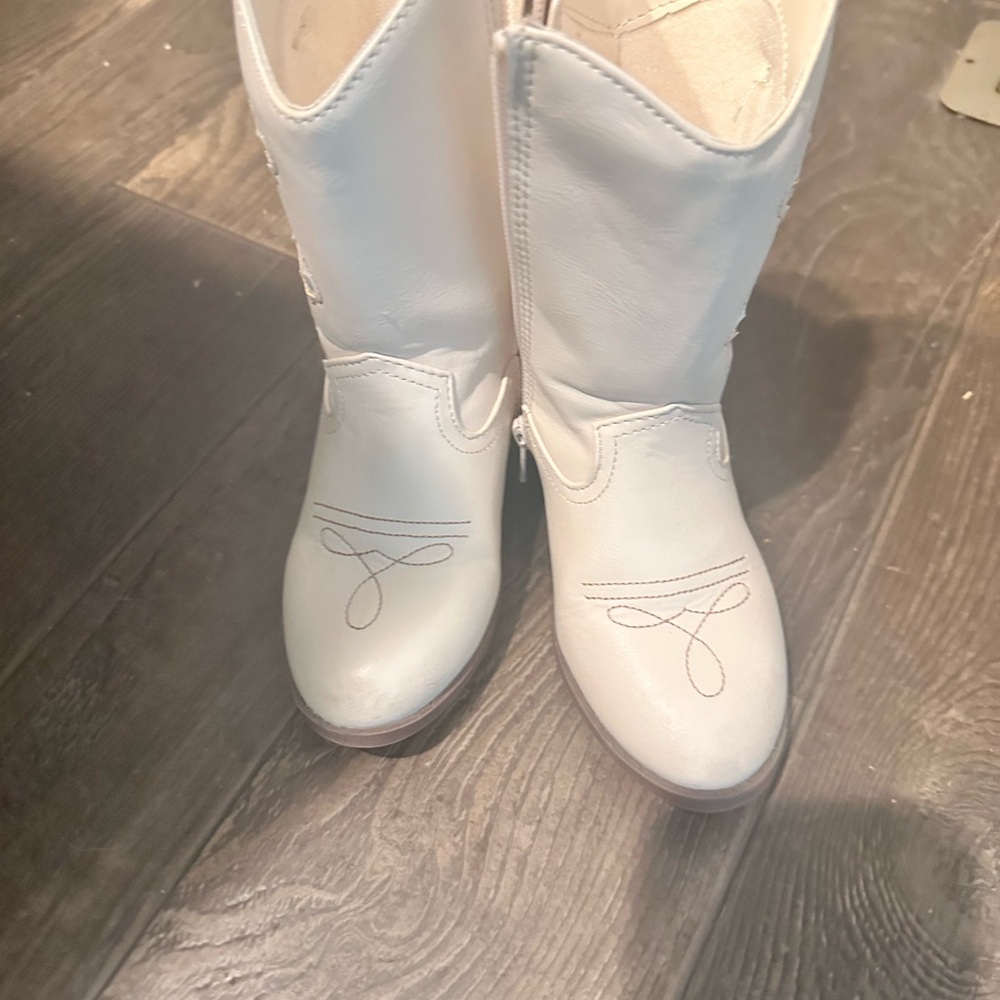 White Western-Style Toddler Boots